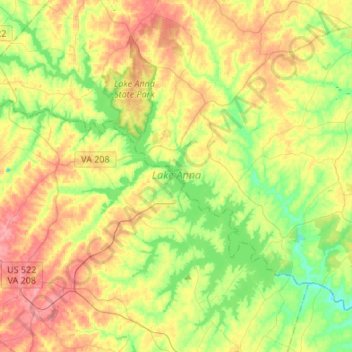 Lake Anna topographic map, elevation, terrain