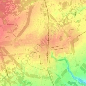 городское поселение Черепаново topographic map, elevation, terrain