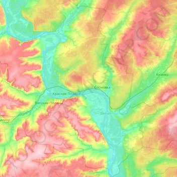 Вятскополянский район topographic map, elevation, terrain