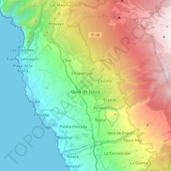 Guía de Isora topographic map, elevation, terrain