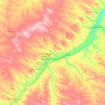 Prairie County topographic map, elevation, terrain