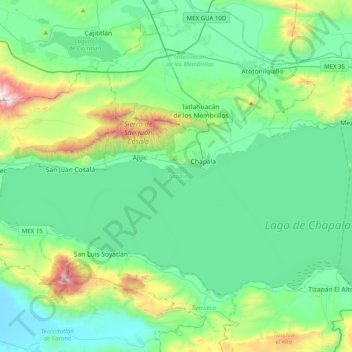 Chapala topographic map, elevation, terrain
