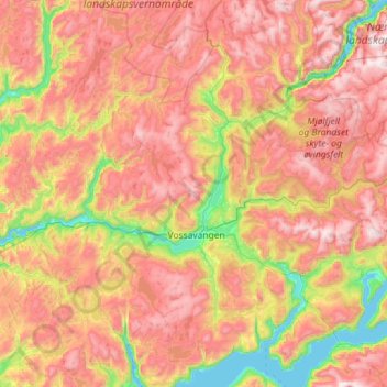 Voss topographic map, elevation, terrain