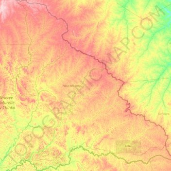 Haut-Mbomou topographic map, elevation, terrain