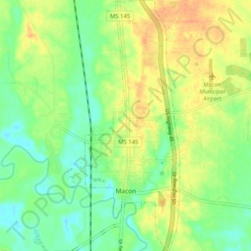 Macon topographic map, elevation, terrain