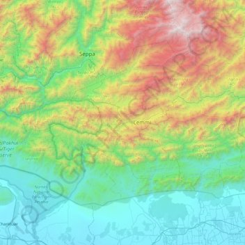 Pakke Kessang topographic map, elevation, terrain
