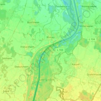 Rheinau topographic map, elevation, terrain