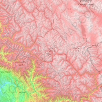 Lahaul and Spiti District topographic map, elevation, terrain