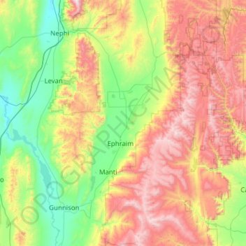 Sanpete County topographic map, elevation, terrain