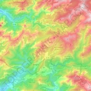 Marignana topographic map, elevation, terrain
