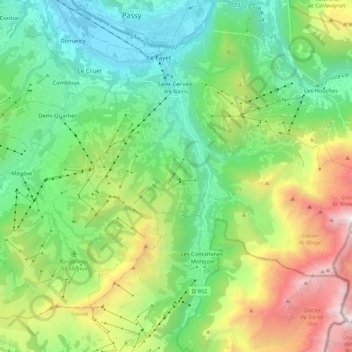 Saint-Gervais-les-Bains topographic map, elevation, terrain