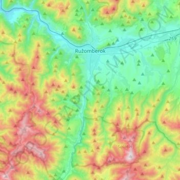 Ružomberok topographic map, elevation, terrain