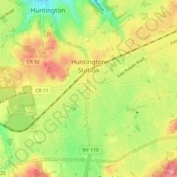 Huntington Station topographic map, elevation, terrain