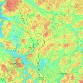 Sigtuna kommun topographic map, elevation, terrain