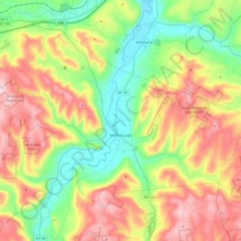 Town of Middleburgh topographic map, elevation, terrain