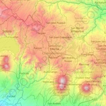 Chimaltenango topographic map, elevation, terrain