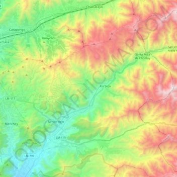 Cieneguilla topographic map, elevation, terrain
