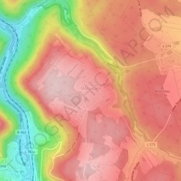 Monakam topographic map, elevation, terrain