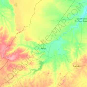 Apodi topographic map, elevation, terrain