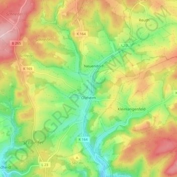 Olzheim topographic map, elevation, terrain