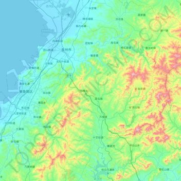 盖州市 topographic map, elevation, terrain