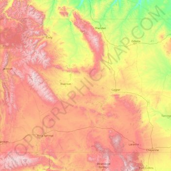 Wyoming topographic map, elevation, terrain