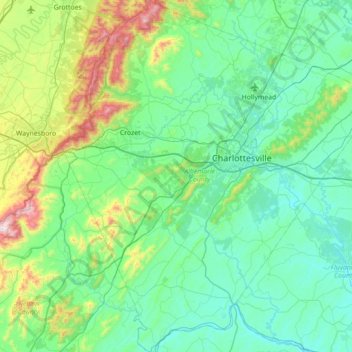Albemarle County topographic map, elevation, terrain
