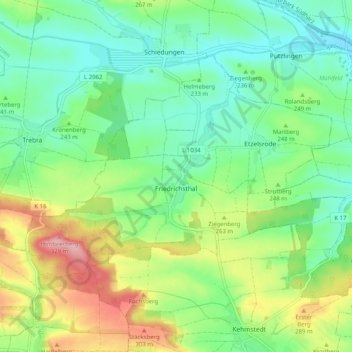 Friedrichsthal topographic map, elevation, terrain