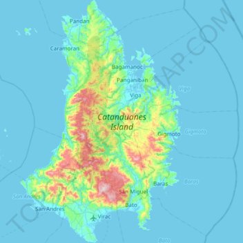 Catanduanes Island topographic map, elevation, terrain