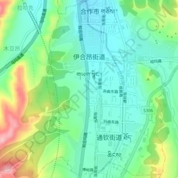 伊合昂街道 topographic map, elevation, terrain