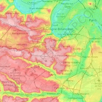 La Bièvre topographic map, elevation, terrain