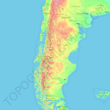 Patagonia topographic map, elevation, terrain