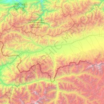 Chong-Alay District topographic map, elevation, terrain