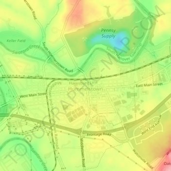 Hummelstown topographic map, elevation, terrain