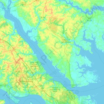 York River topographic map, elevation, terrain