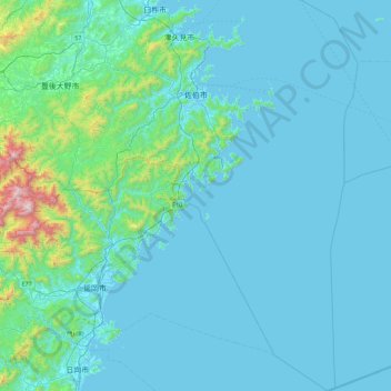 Saiki topographic map, elevation, terrain
