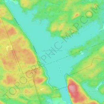 Upper Mazinaw Lake topographic map, elevation, terrain