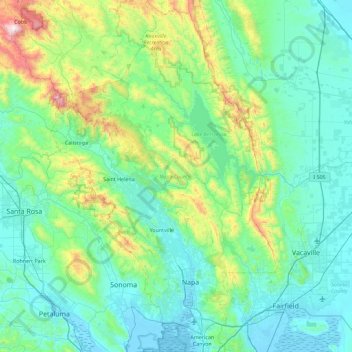 Napa County topographic map, elevation, terrain