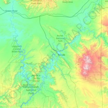 Colorado River topographic map, elevation, terrain