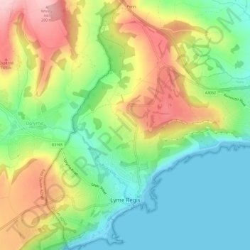Lyme Regis topographic map, elevation, terrain