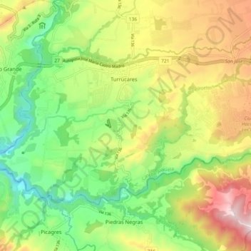 Turrúcares topographic map, elevation, terrain