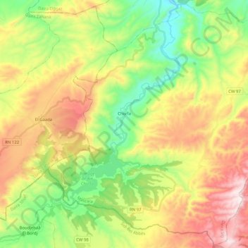 Chorfa topographic map, elevation, terrain