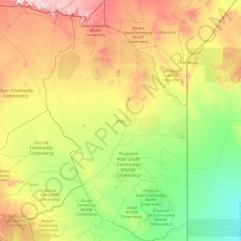 Wajir County topographic map, elevation, terrain