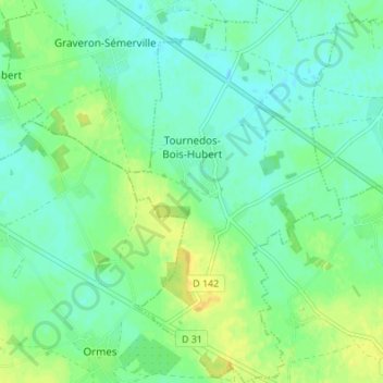 TournedosBoisHubert topographic map, elevation, terrain