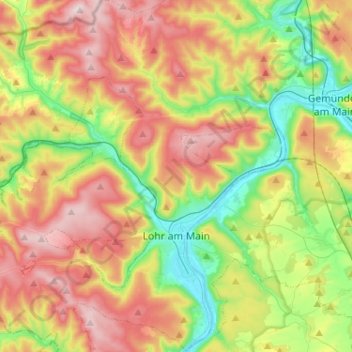Lohr am Main topographic map, elevation, terrain