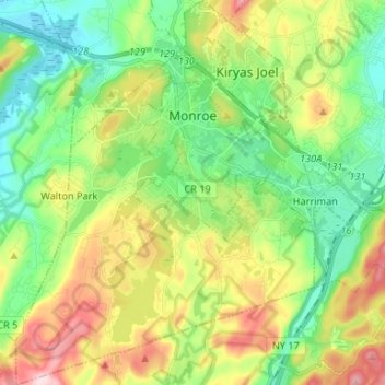 Town of Monroe topographic map, elevation, terrain