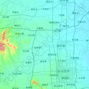 Suiping County topographic map, elevation, terrain
