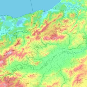 Jendouba topographic map, elevation, terrain