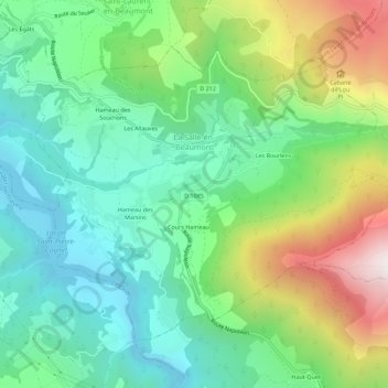 La SalleenBeaumont topographic map, elevation, terrain