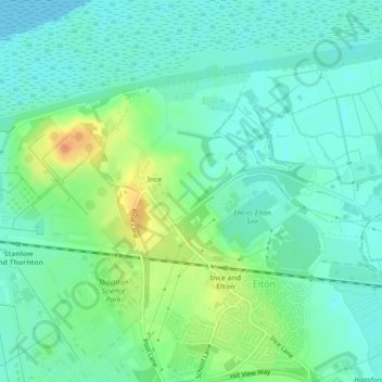 Ince topographic map, elevation, terrain